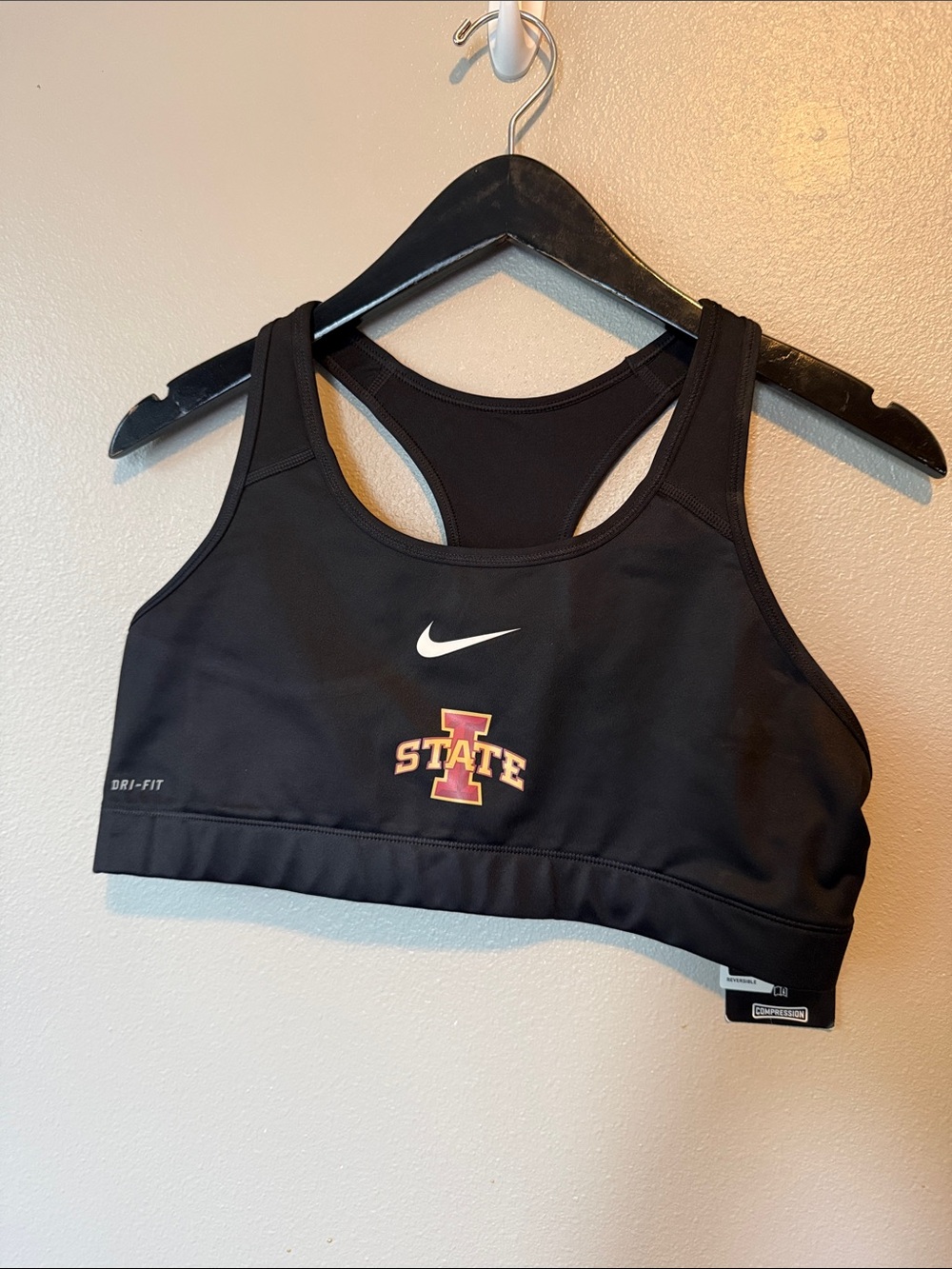 Nike Iowa State Cyclones Pro Combat Compression Black Sports Bra Reversible XL